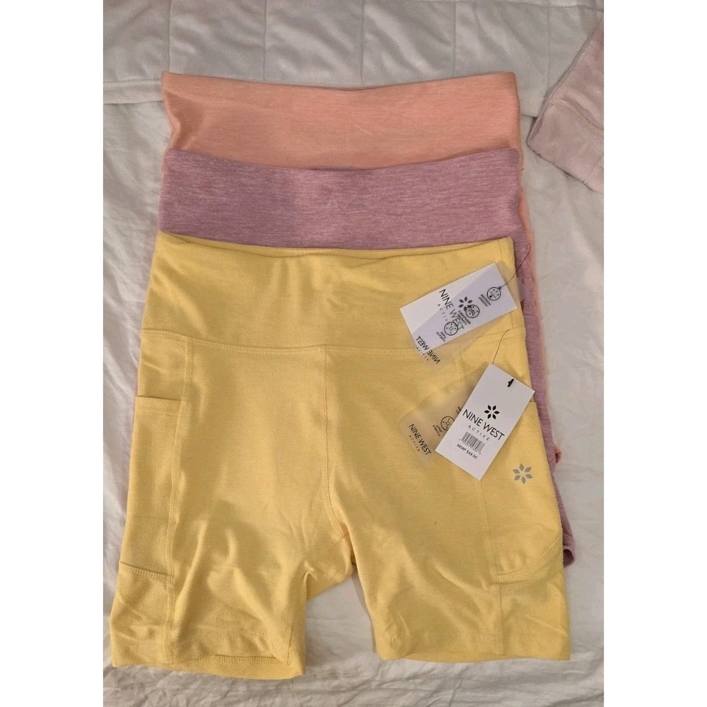 NINE‎ WEST ACTIVE Workout Legging Biker Shorts Lot Of 3  , M. NWT PASTEL COLORS
